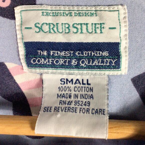 Nurse Scrub Cancer Awareness Long Sleeve Blue Pink Small - Picture 3 of 4